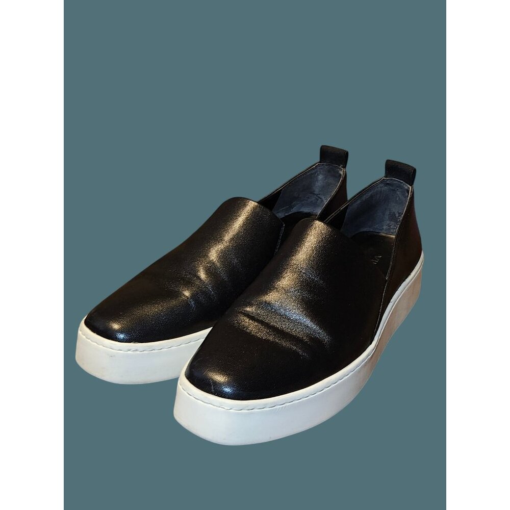 Vince Black Leather Saxon 2 Slip On Platform Sneakers Women 8 MEDIUM - Picture 2 of 13
